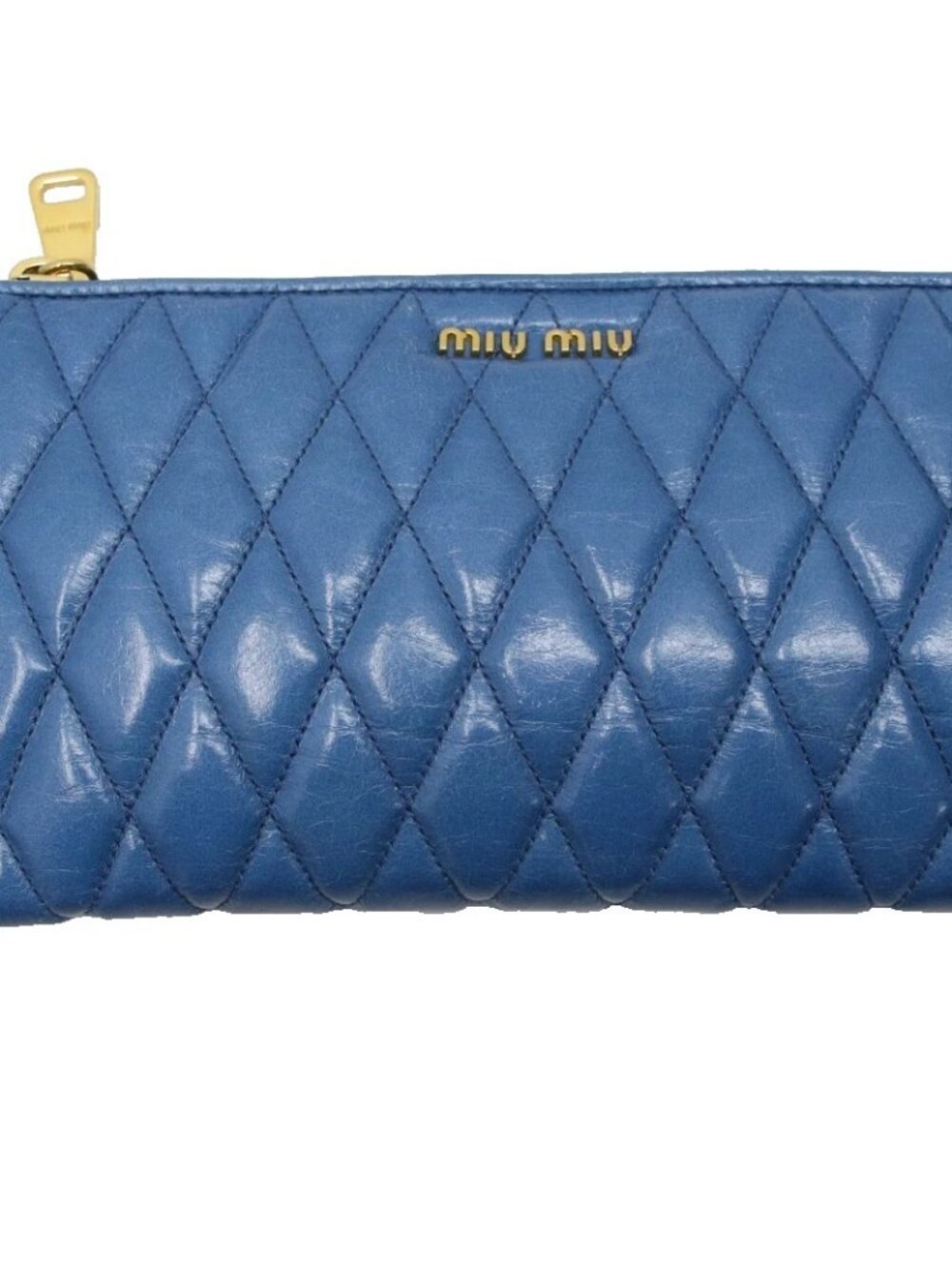 Miu Miu Matelasse Quilted Leather Wristlet Clutch - Blue
